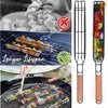 Tools & Accessories Portable Kabob BBQ Grilling Basket Stainless Steel Nonstick Barbecue Grill Mesh Kitchen