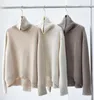 Women's Sweaters Naizaiga 100 Cashmere Loose Fitting Turtleneck Long Sleeve Solid Beige White Brown 450g Winter Women Sweater Pullovers PZ31