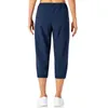 Tenue de Yoga vêtements de sport activités d'intérieur 2023 femmes couleur Pure taille haute poche sport Fitness jambe large Capris pantalon Leggings