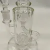 2022 Twin Chamber Clear 9 to 10 Inches Hookah Glass Bong Dabber Rig Recycler Pipes Water Bongs Smoke Pipe 14.4mm Female Joint with Regular Bowl Wholsale