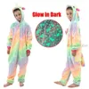 Pajamas Glow In Dark Kigurumi Anime Winter Jumpsuit Kids Pajamas for Children Girls Sleepwear Baby Boys Onesie Hooded Unicorn Overalls 230210