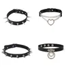 Choker Chokers Vintage Sexig Harajuku Halsband Gothic Pu Leather Heart Clavicle Chain Punk smycken Tillbehör för kvinnokokare