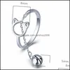 Bandringen mode frisse holle schattige katten oorvinger open ring ontwerp sieraden bel hanger dames jonge verstelbare geschenkketen link Dr Dhsdg