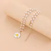 Pendant Necklaces Fashion Flower Necklace Elegant Simulated Pearl Chain For Women Statement Charm Clavicle Female Jewelry