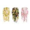 Damen-Strickmode, fließender Kimono-Cardigan für Damen, Boho-Chiffon-Blumen-Strandoberteile