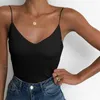 دبابات النساء النساء الصلبة مثير v-spaghetti camisole top سترة أنثى تنفس كامي قبالة الكتف قمم أساسية عارية الذروة