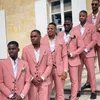 Herrdräkter blazrar rosa 3 stycken set män brudgum formformig bröllop tuxedos blazer klassisk passform groomsmens bär prom klänning (jacka västbyxor)