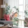 Curtain Christmas Fir Tree Robin Poinsettia Winter Tulle Window Voile Organza Valance Living Room Bedroom Decor Sheer Curtains