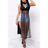 Women's Blouses Sexy Women's Sleeveless O Neck Patchwork Side High Split Shirt Top Long Black White Maxi Dress