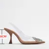 Sandals 2022 Woman Summer Sandals ZARZ Cute Rhinestone Pointed Transparent High Heels Slippers Woman Elegant Sandals Shiny Sexy Pumps G230211