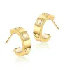 Fashion jewelry titanium steel 18K gold earrings ladies exquisite simple fashion C diamond ring pointed to ladies earrings jewelry gifts.