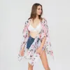 Damen-Strickmode, fließender Kimono-Cardigan für Damen, Boho-Chiffon-Blumen-Strandoberteile