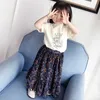 女の子のためのベビー服セットセット半袖Tシャツ長いスカートピース花cottont服服の小さな女の子の夏のスーツの年