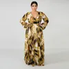 Casual Dresses 2023 Chiffon Long Sleeve Maxi Dress Bohemia Full Plus Size Celebrity/graduation/Dinner Beach Sundress