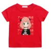 Anya Casus X Aile Tshirt Çocuklar Pamuk Anime Grafik T-shirt Erkek Kısa Kollu Yaz Kızlar için Kawaii Gömlek Tops Pamuk T230209