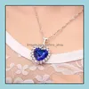 Pendentif Colliers Océan Coeur Collier Bijoux De Luxe Sier Plaqué Chaîne Ras Du Cou Cristal Bleu Strass Imitation Jolie Goutte Livrer Dhu8T