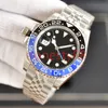 Luxus-Herrenuhr GMT, rundes Zifferblatt, 40 mm, runde Zeitmarkierung, Leuchtanzeige, Keramik-Wortring, kratzfest, blaues Kristall, wasserdichtes System, vollautomatisch