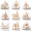 Decoraciones navideñas de madera sin terminar Papá Noel Muñeco de nieve Elk Reno Árbol para adornos navideños Adornos colgantes