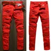 Jeans da uomo Uomo Skinny Stretch Denim Pantaloni strappati Distressed Freyed Slim Fit Distrutto Nero Bianco Rosso 230211