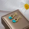 Boucles d'oreilles printemps cristal creux coeur pendentif pour femmes filles mode ronde opale breloques oreille bijoux fête cadeaux