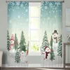 Vorhang Weihnachtsbaum Schneemann Schneeflocke Gardinen für Wohnzimmer Luxus Schlafzimmer Chiffon Fenster El Tüll Vorhänge