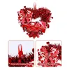 Decorative Flowers Heart Shaped Valentine's Day Wreath Tinsel Garland Artificial Hanging Wall Decor For Family Wedding Party