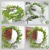 Dekorative Blumen Kranz Hochzeit Braut Kopfschmuck Stirnband Blumen Braut Kopf Kopfschmuck Handgemacht Blatt Grün Blätter Eukalyptus Girlande Vorderseite