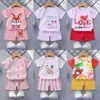 Roupas Conjuntos de roupas Roupas de menino Baby Summer Summer Pink Print Girls Short Shorts Tops TwoOpiece Terno Filial de algodão infantil Rouno