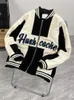 Herrjackor gmiixder vintage brev corduroy jacka unisex lapptäcke broderade baseball uniform män kvinnor 2023 amerikansk retro streetwear