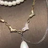 Chains Fashion 925 Sterling Silver Multiple Pearl Necklace Love Water Drop Pendant Luxury Wedding Engagement Baroque Jewelry