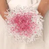 Decorative Flowers 1pc/lot Pink And White Acrylic Wedding Bride Bridesmaids Holding Flower For Bouquet Decoration