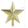 Christmas Decorations Inch Tree Topper Star 3d Xmas Glitter Treetop Decor For Party Holiday- Red