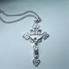 Pendant Necklaces Trendy Cross Jesus Men's Women Silver Plated Charms Necklace For Gift Party