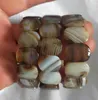 Strand Fuchisia Botswana Blue Lace Agate Gemstone Double Hole Stretch Bracelet |Onyx | Oranger Natural