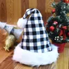 Berets White Faux Fur Fur Hat Red Black Blaid Plaid Children's Winter Xmas Gift for Kids Santa Claus Plush