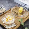 Bols Transparent Amour Bol En Verre Perlé Petit Déjeuner Assiette À Dessert Coeur Maison Salade De Fruits Gâteau Cuisine Vaisselle