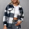 Women's Jackets Autumn Casual Plaid Shirt Women Coats Buttons Pockets Female Coat Streetwear Ladies Spring Loose OuterwearWomen's