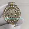 Watch of Men with Box 43mm Big Diamond Rame Arabski Rzymski Data Data żółtej złotej bransoletki Męskie Automatyczne Azja 2813 Ruch zegarków mechanicznych zegarków