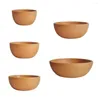 Bowls 5 Size Wooden Bowl Japanese Style Beech Wood Rice Soup Salad Container Small Large For Kids Tableware