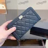 CC Brand Wallets Luxe Boy Twee stoffen Materiaal Emlem Wallet Designer Bag Caviar Suede Leather gewatteerde koppeling Hardware Mini Tote Classic Zipper Card Holder