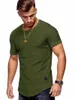 T-shirts pour hommes CoolTree Hommes T-shirts Printemps Été Plissé Patch Chemise À Manches Courtes Mâle Slim Fit Couleur Unie Casual Col Rond T-shirts