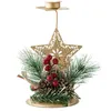 Christmas Decorations Candlestick Pine Needles Pine-cones Candle Stand Desktop Ornament Holder Wedding Party Table Decor Xmas Gift