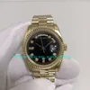 2 Färg med Box Automatiska klockor för kvinnors män medelstora 36mm Datum 18K Yellow Gold Black Diamond Dial Asia 2813 Rörelsemekaniska armbandsur Watch