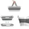 Zlewki łazienkowe płaskie mop z składanym wiadrem Ręcznie Bez mycia podkładka mikrofibry Automatyczna spinowa podłoga mop czyszczenie gospodarstwa domowego 230211