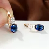 Ryggar örhängen Eparbers Elegant Oval Cut Royal Blue Crystal Zircon Clip Promise Engagement Jewelry Wedding for Women Gift