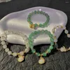 Strand Jade Bead Bracciale Anno di anelli zodiacali cinesi a ciondolo a ciondolo di loto femminile Accessori per gioielli