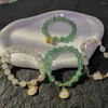 Strand Jade Boncuk Bilezik Çin Zodyak El Yüzük Yılı Kolye Lotus Charms Kadın Mücevher Aksesuarları