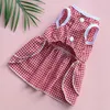 Dog Apparel Exquisite Cute Pet Puppy Dress Plaid Printing Bow-knot Decor Two-legged Costume Summer Bright Color DressDog