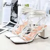 Sandals Black Heels For Women Sexy Lace Up Peep Toe Chunky Heels Female Pumps Summer Party Prom Gladiator Sandals Women 2022 G230211