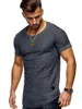 T-shirts pour hommes CoolTree Hommes T-shirts Printemps Été Plissé Patch Chemise À Manches Courtes Mâle Slim Fit Couleur Unie Casual Col Rond T-shirts